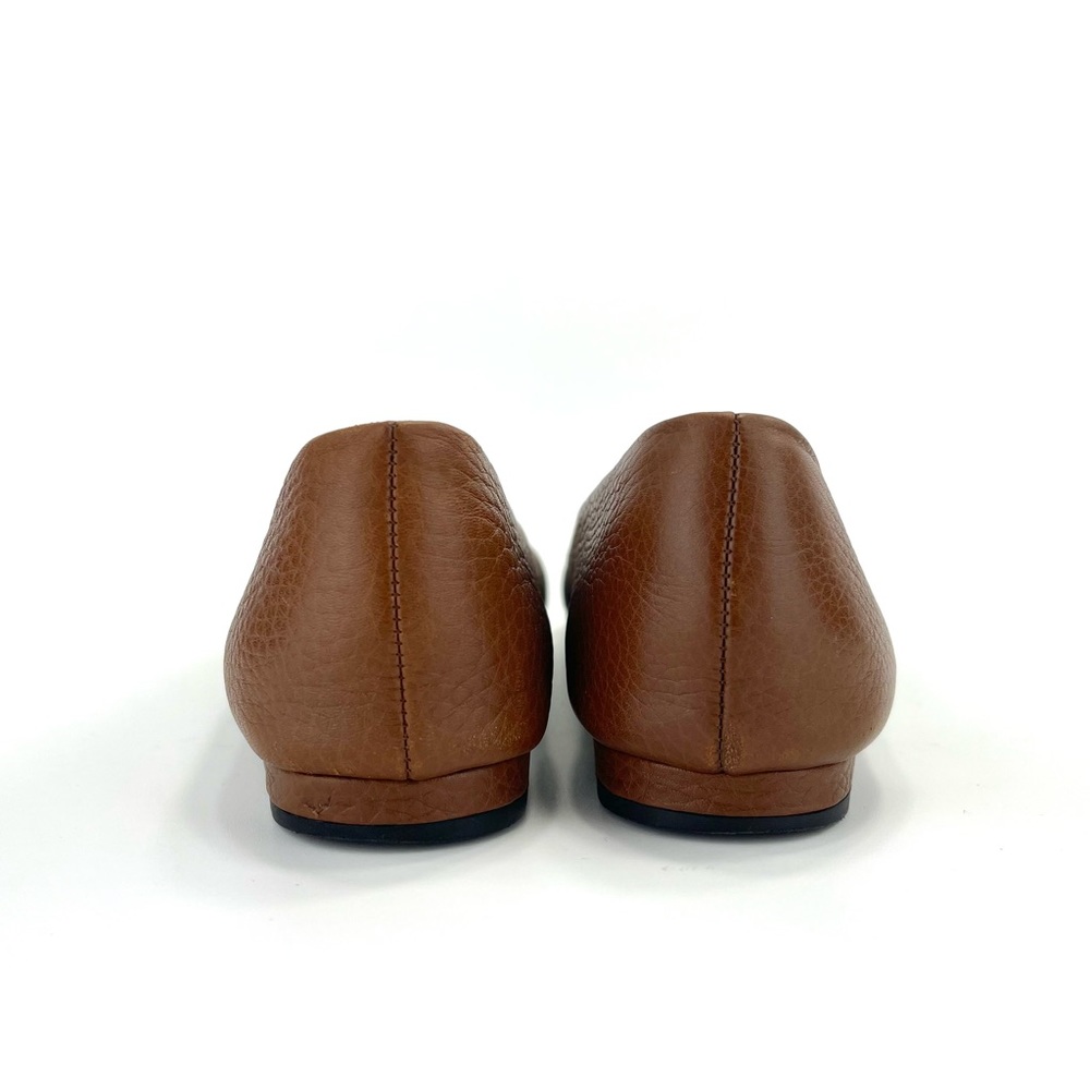 📌SOLD📌 GUCCI 100% AUTHENTIC BROWN LEATHER GOLD INTERLOCKING GG FLATS - Picture 10 of 16